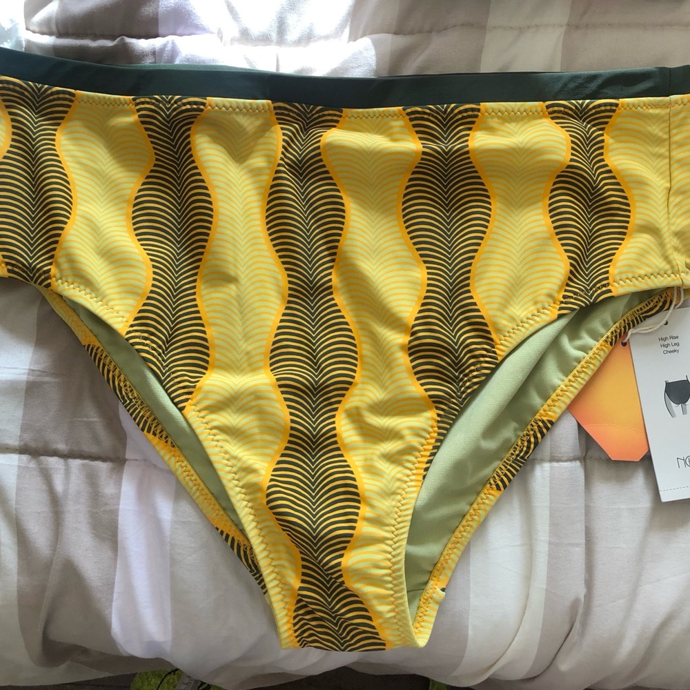 Women’s Yellow Patterned Swim Bottoms